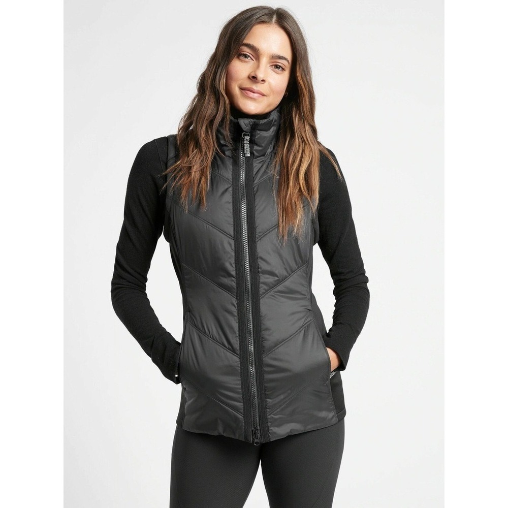 Athleta Rock Ridge Primaloft Vest Women Small Black‎ Quilted Full Zip Insulated